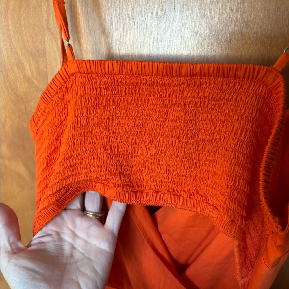 the Drop Cutout Orange Midi Dress- XS - Picture 6 of 9